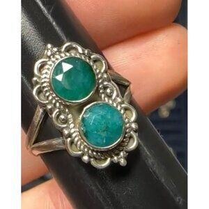 925 Sterling Silver Ring With Double Blue Stones